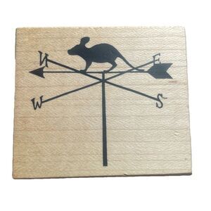 Stampa Rosa Vintage 1999 Rubber Stamp Weather Vane Mouse Compass Wood Mount